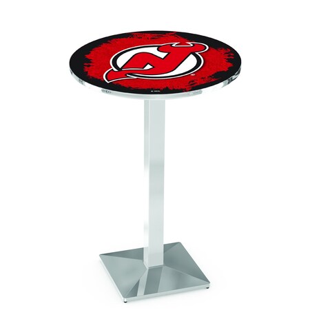 Holland Bar Stool Co 36" Chrome New Jersey Devils Pub Table L217C3628NJDevl